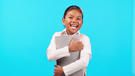 School,-books-and-portrait-of-child-excited