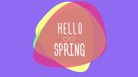 hola primavera en círculos geométricos de moda en degradado púrpura