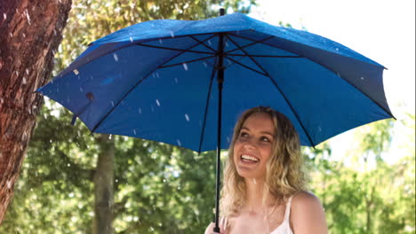 Woman-holding-an-umbrella-in-slow-motion