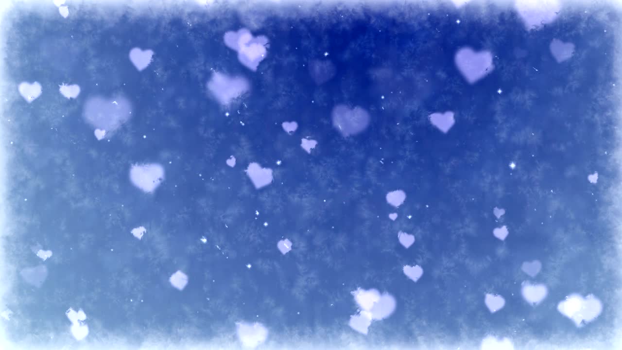 얼어붙은 배경에 얼어붙는 심장. 발렌타인 데이 휴일의 원활한 루프 애니메이션.