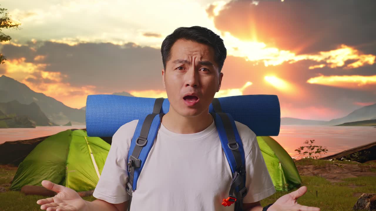 Confused Camper at Sunset