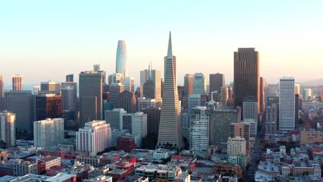 aerial: san francisco skyscrapers, drone view