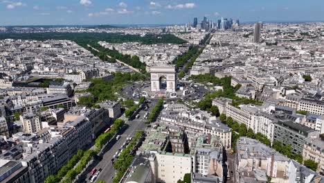 triumphal arch at paris in france island france. highrise buildings scenery. downtown city. triumphal arch at paris in france island france. champs elysees skyline. beautiful monument.