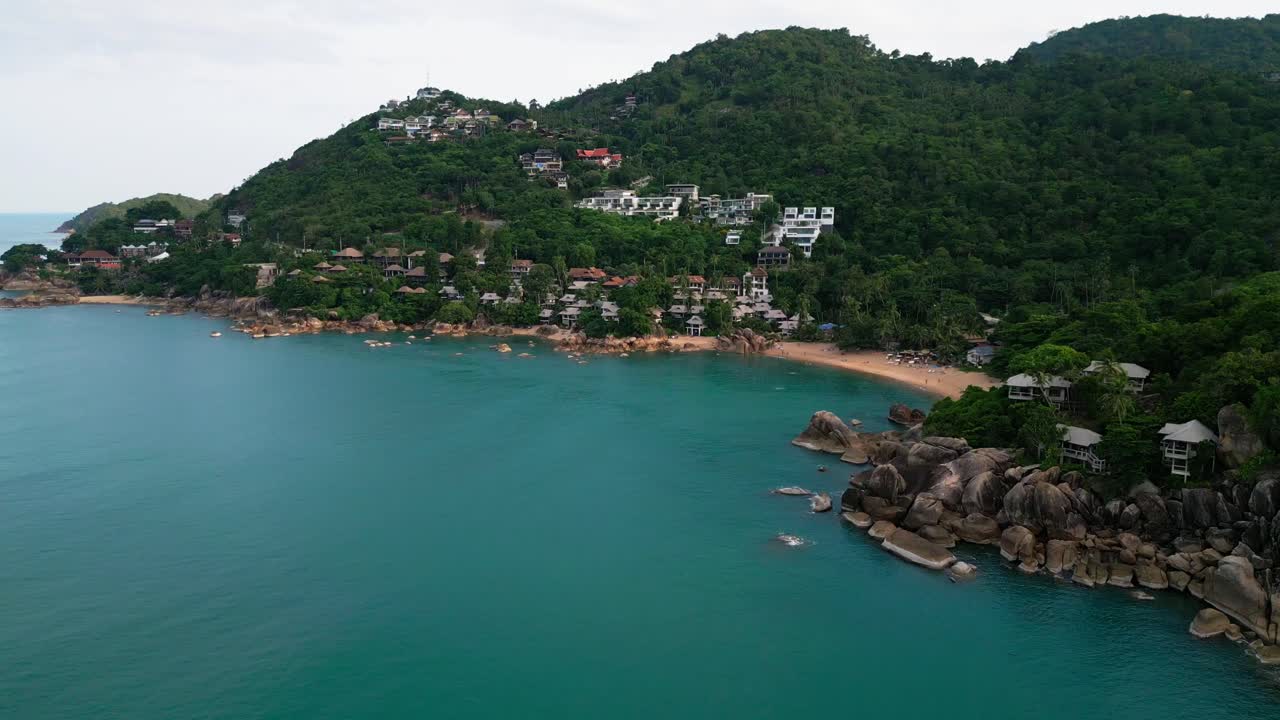 Koh Samui Lamai aerial drone waterfront resort in silver coral beach