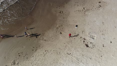 descending towards drone operator on the beach and then flying towards him