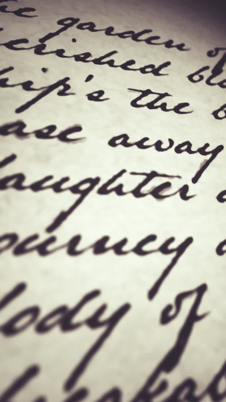 Close-up of Elegant Handwritten Text on Vintage Paper
