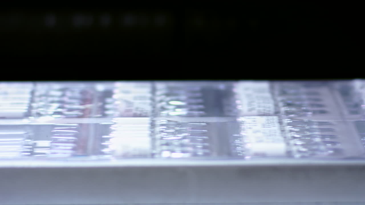 ampollas médicas en cintas transportadoras. viales farmacéuticos en la línea de producción