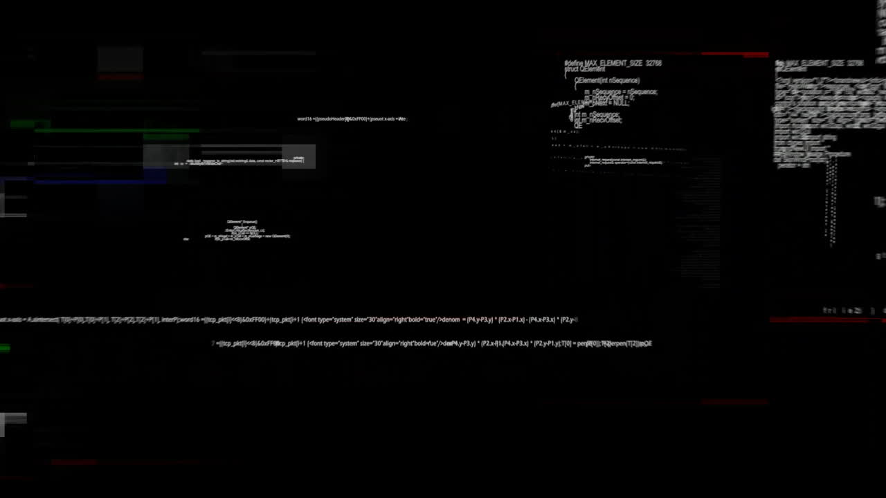 Animation of data processing on black background