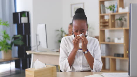 sick business woman, tissue