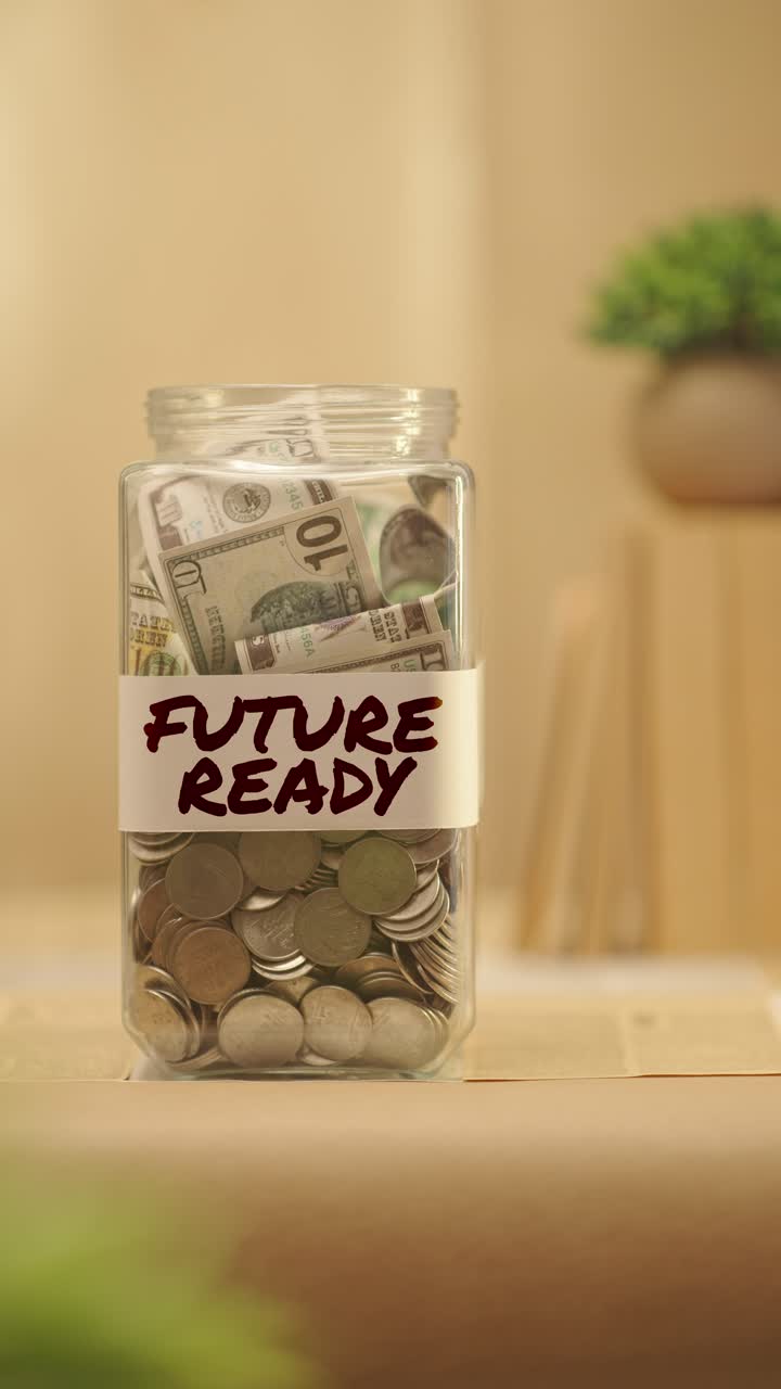 VERTICAL VIDEO OF PERSON SAVING MONEY FOR FUTURE READY