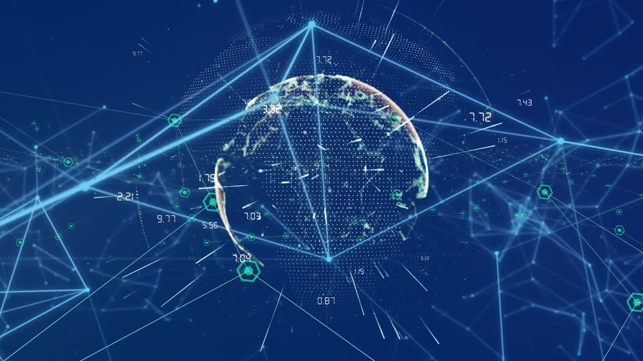 연결 및 데이터 처리의 네트워크를 통해 지구의 애니메이션