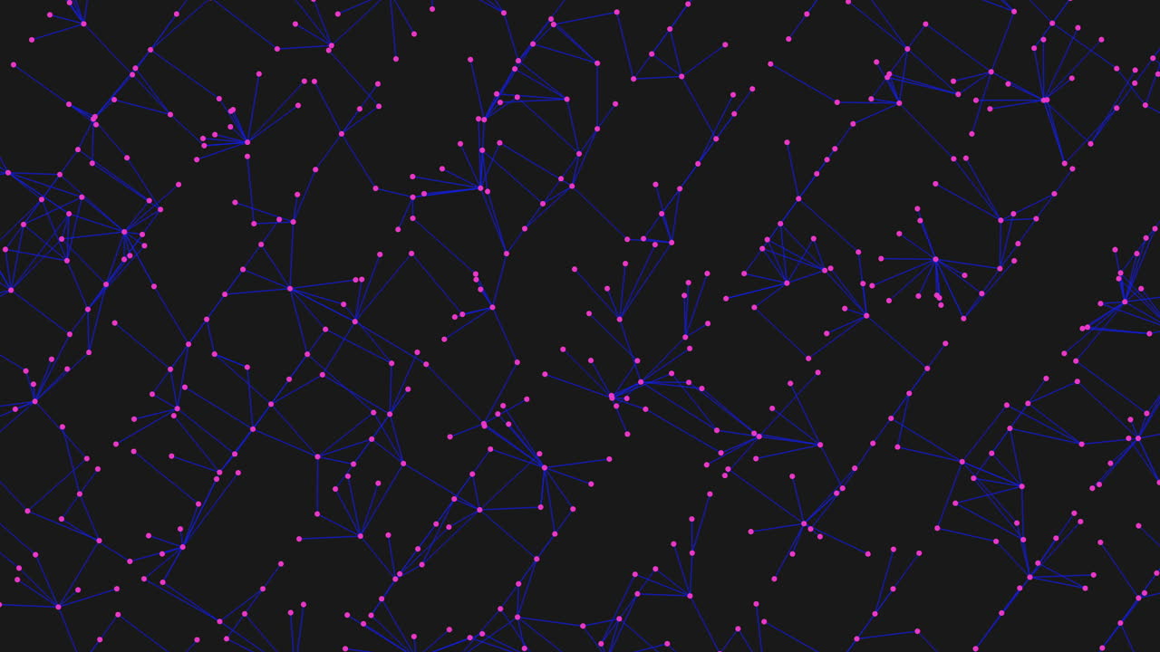 Starry constellation grid mesmerizing blue and orange dots on black background