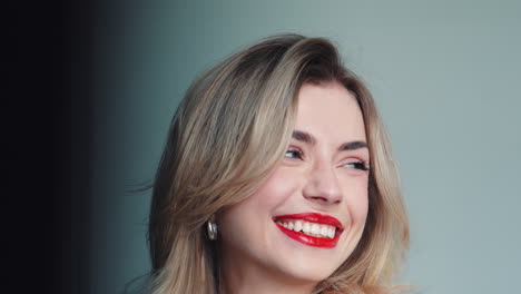 woman portrait with red lipstick and nails
