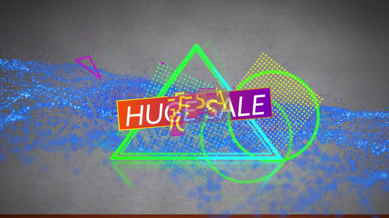 기하학적 모양 위에 거대한 판매 텍스트의 애니메이션