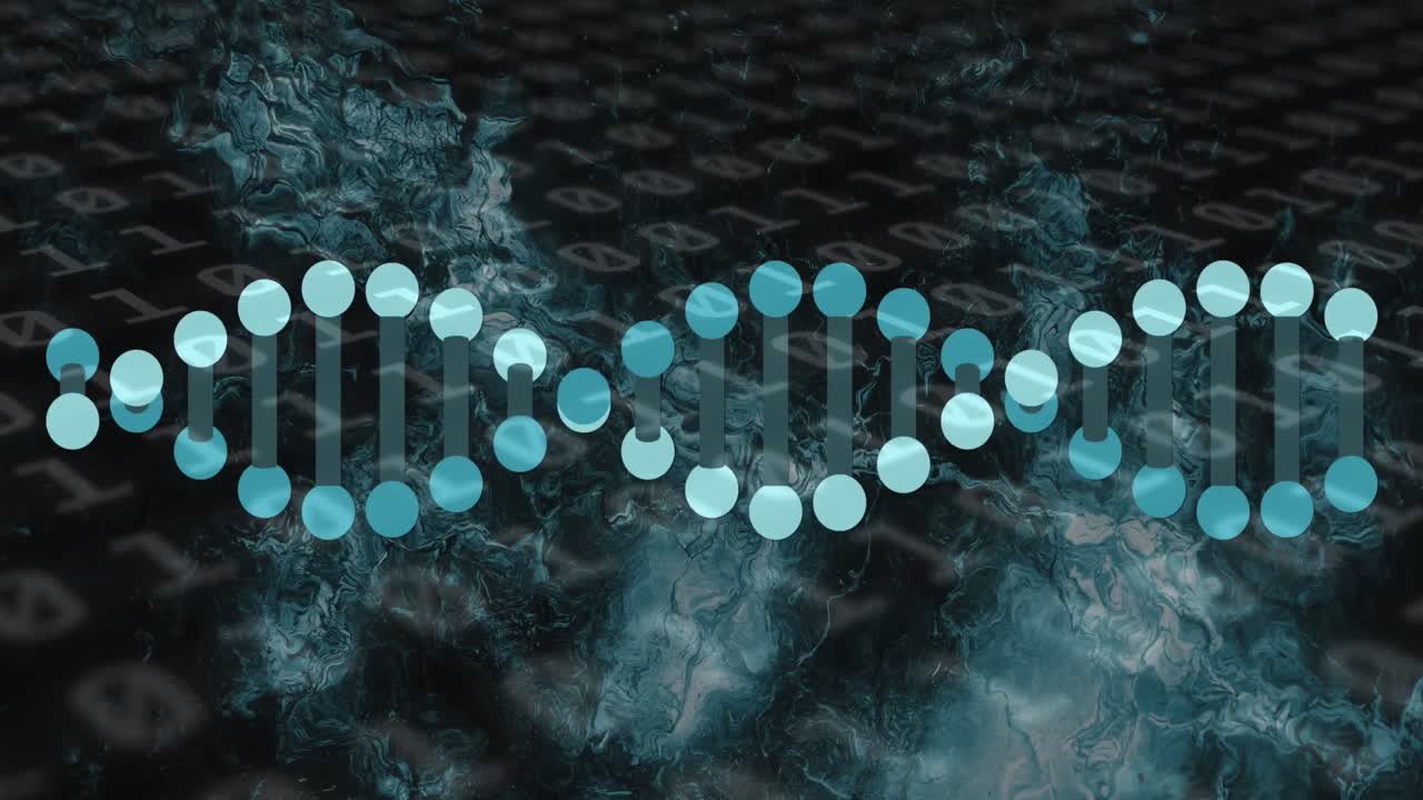 animación de la cadena de adn con procesamiento de datos de codificación binaria