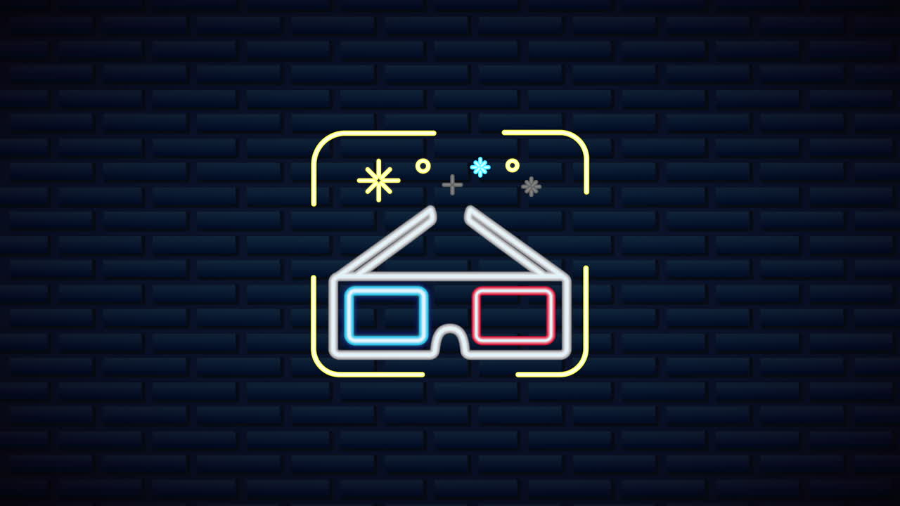 pared con gafas 3d de luz de neón
