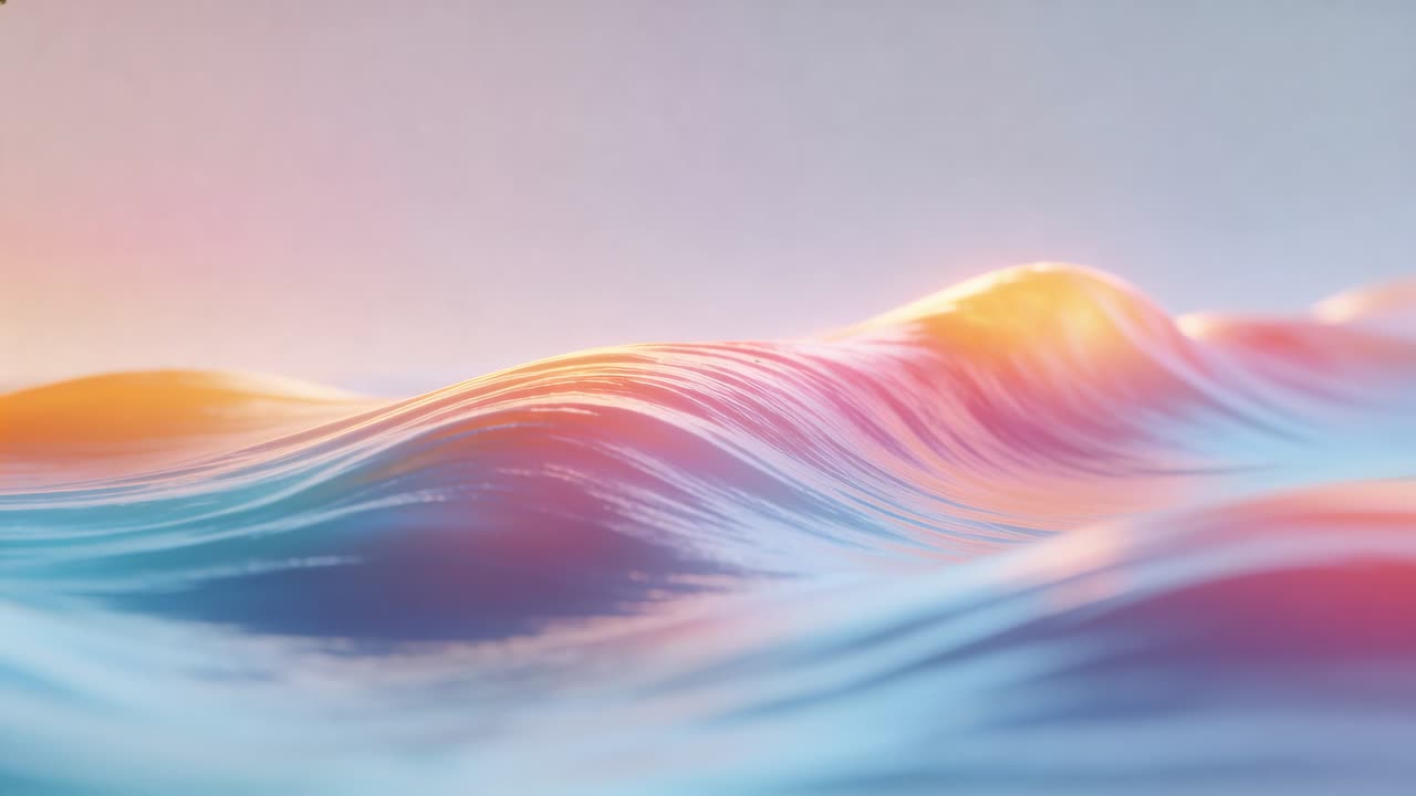 滾滾海浪隨著柔和的波濤起伏，將中心浪峰向前推進並產生漣漪。