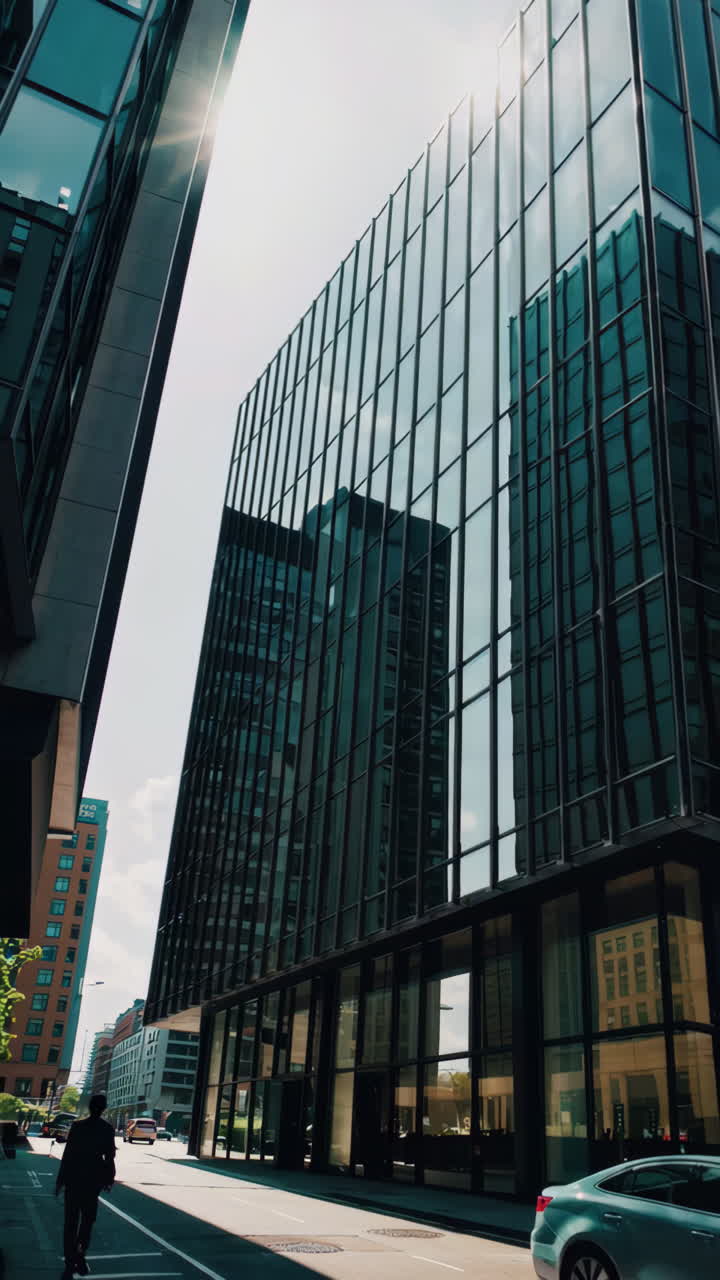 Modern City Skyline with Glass Buildings