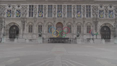city hall with olympic rings