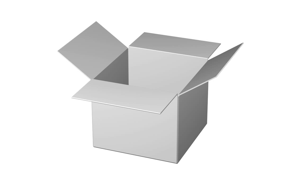 откройте картонную коробку, повернитесь и закройте.