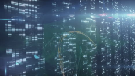 animation of moving columns over shapes on black background