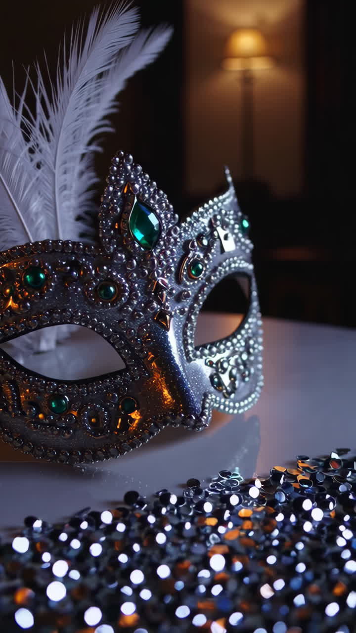 Elegante maschera d'argento per ballo in maschera