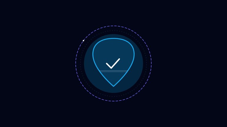 Animated Digital Location Pin with Checkmark Success Icon