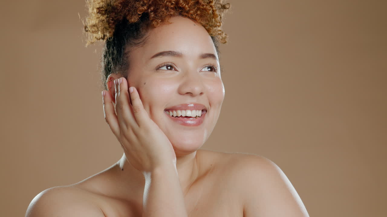 Black woman, beauty and face cosmetic wellness