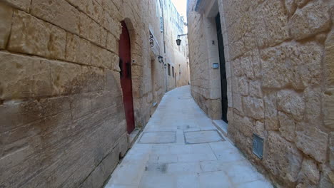 pov walking through alley on old medieval town