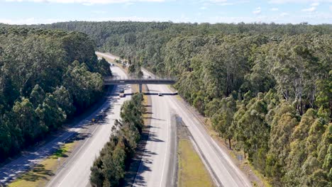 drone footage looking north over the pacific highway in northern new south wales