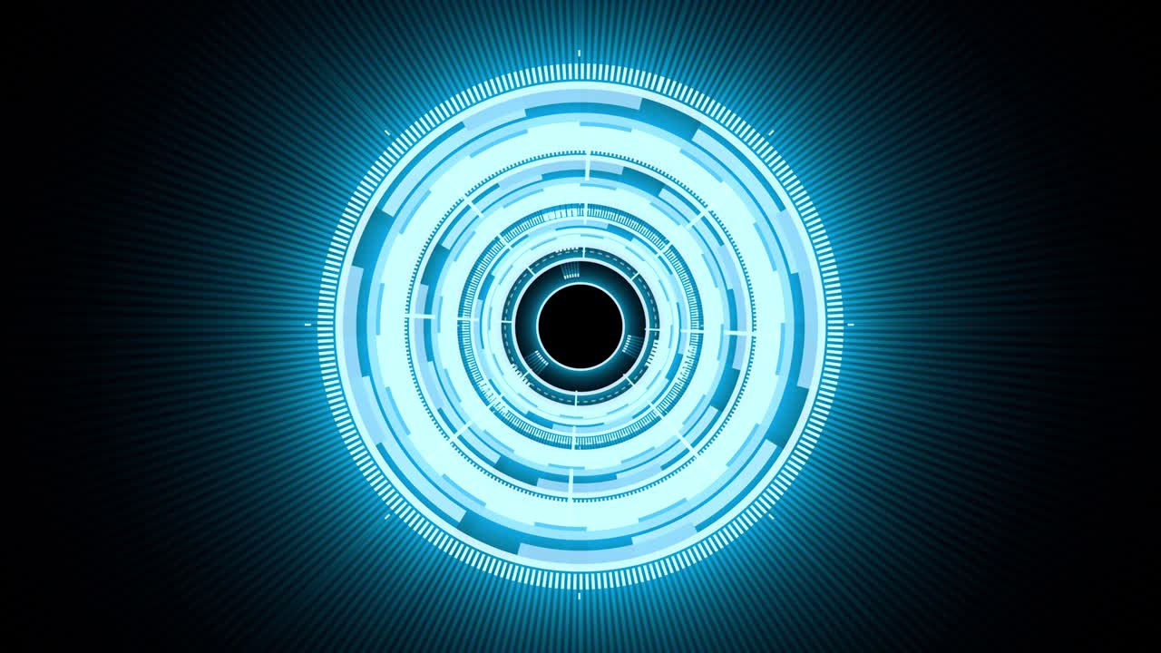 interfaces de círculo hud con colores brillantes azules claros. futurista animación conceptual hud, fondo para la introducción de video, ciencia ficción y formas de alta tecnología diseño sobre fondo negro.