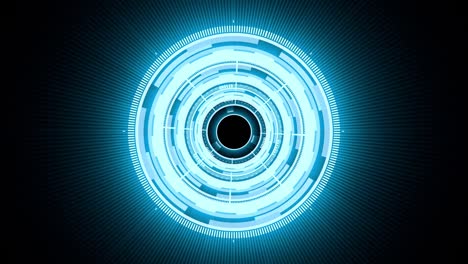 interfaces de círculo hud con colores brillantes azules claros. futurista animación conceptual hud, fondo para la introducción de video, ciencia ficción y formas de alta tecnología diseño sobre fondo negro.