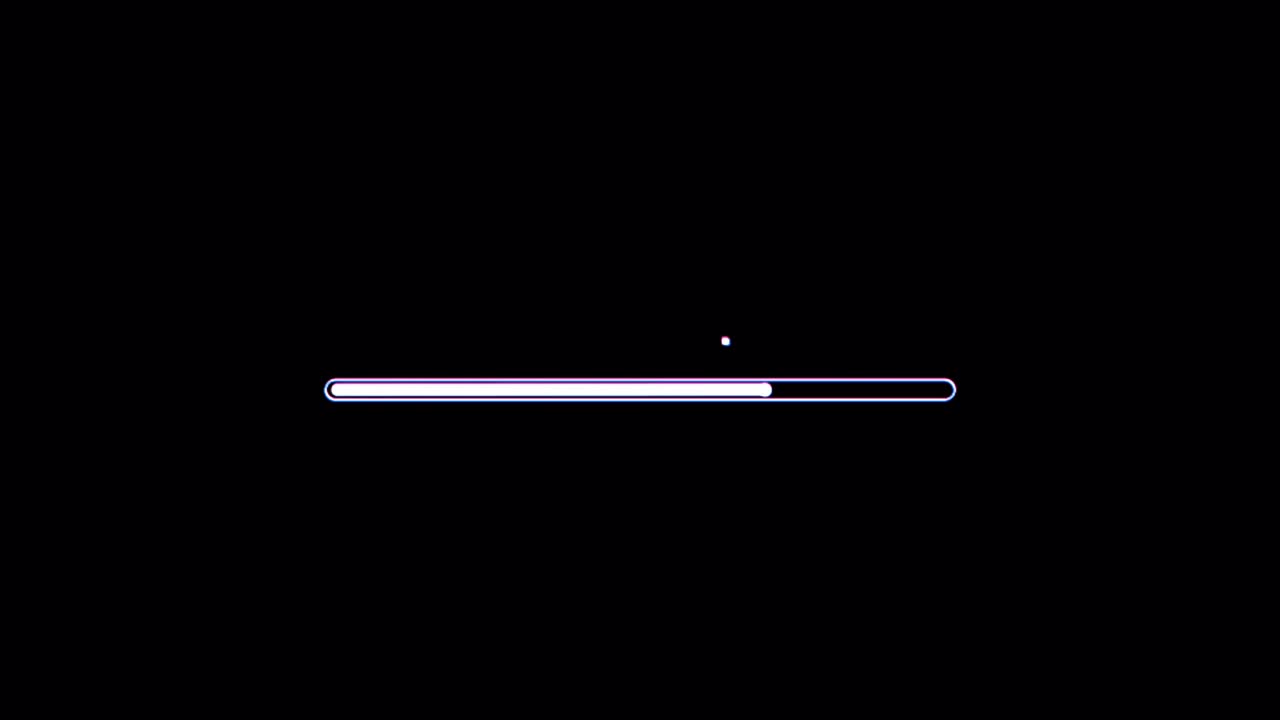 Animation colorful loading bar on black background.