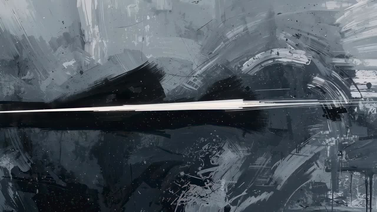 Sliding bright streak following frames across dark band on painted panel, revealing brushwork
