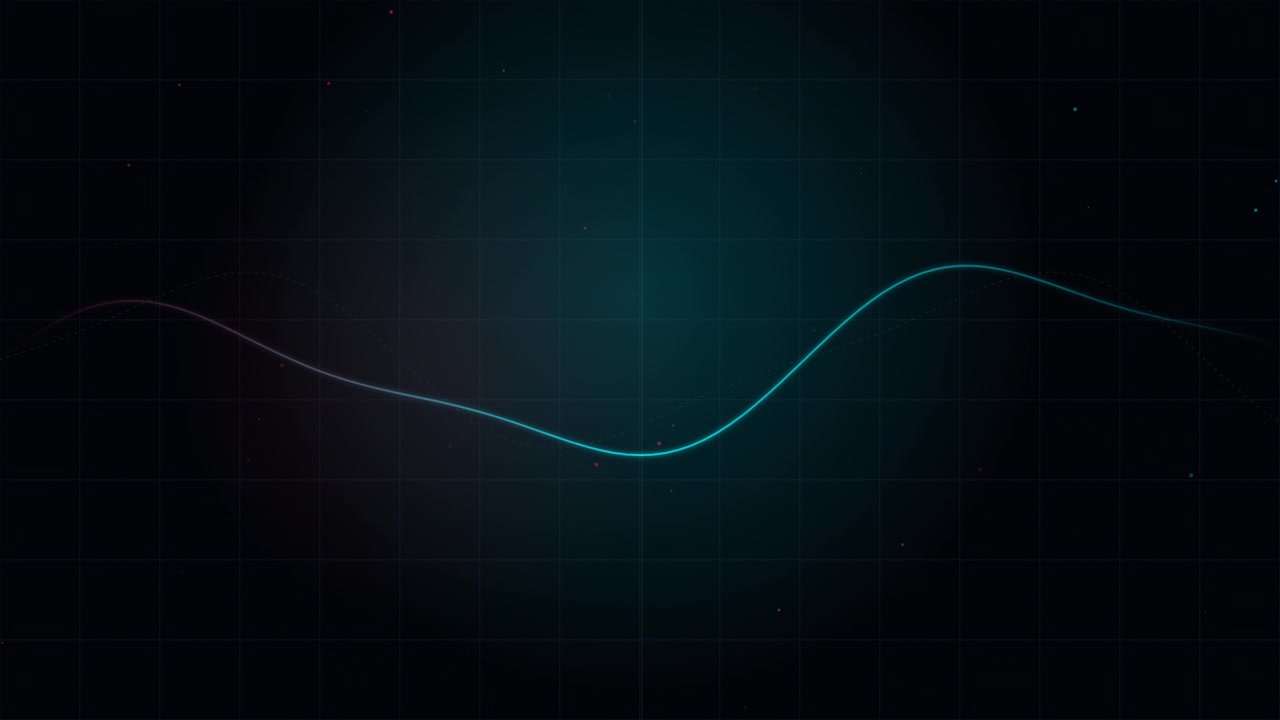 Abstract Digital Waveform Animation on Dark Grid Background