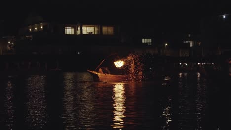 ukai, traditional japanese cormorant fishing in slow motion, nagara river, gifu