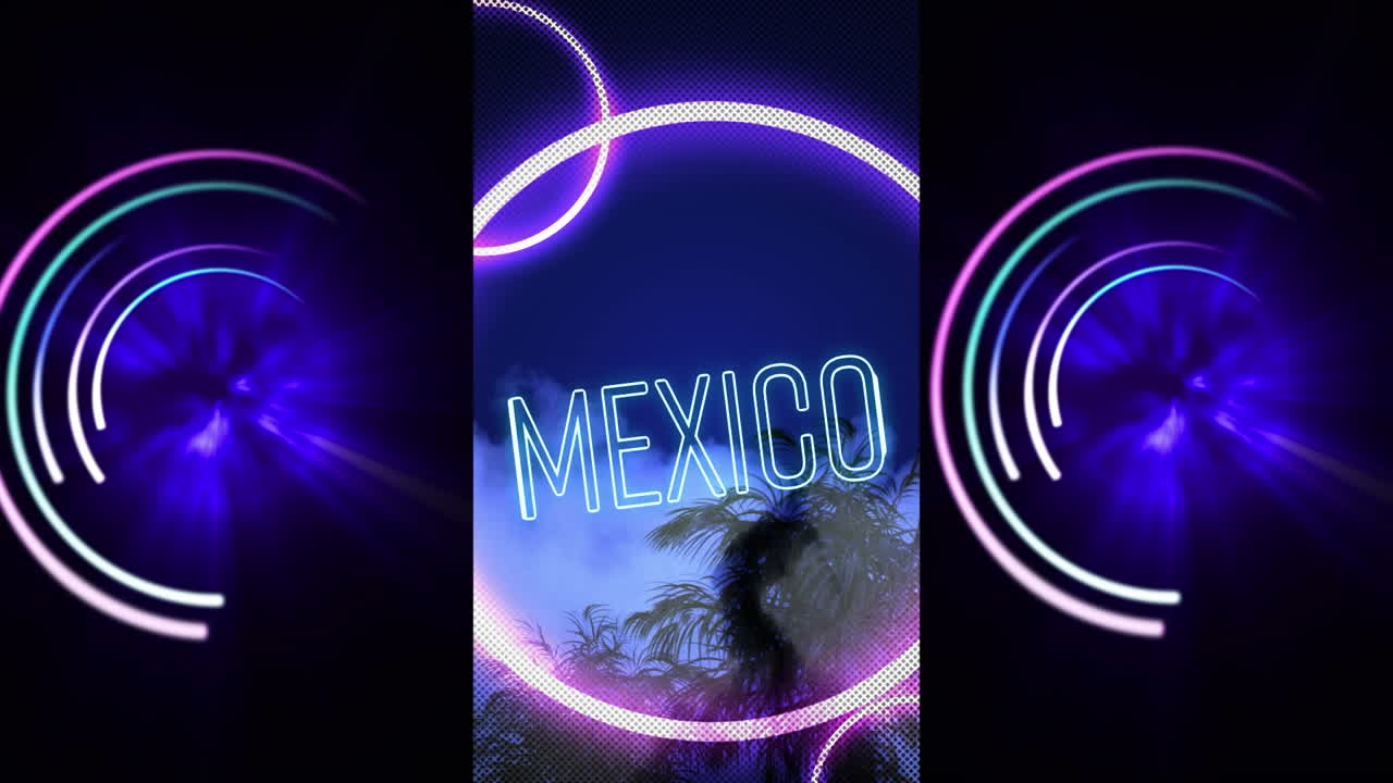 animaciones de luces en movimiento y formas coloridas y formas de méxico sobre fondo negro