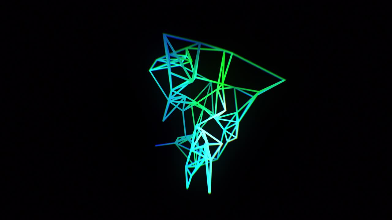 추상적인 블루 플렉서스 구조 형태 3d 애니메이션, 데이터를 시각화하는 디지털 및 과학적 방법, 가상 현실, 로딩 홀로그램, 우주선 명령 포스트, 미래 인터페이스, 원활한 루프