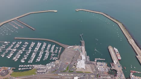 aerial view of dún laoghaire harbor in dublin, showcasing boats and docks