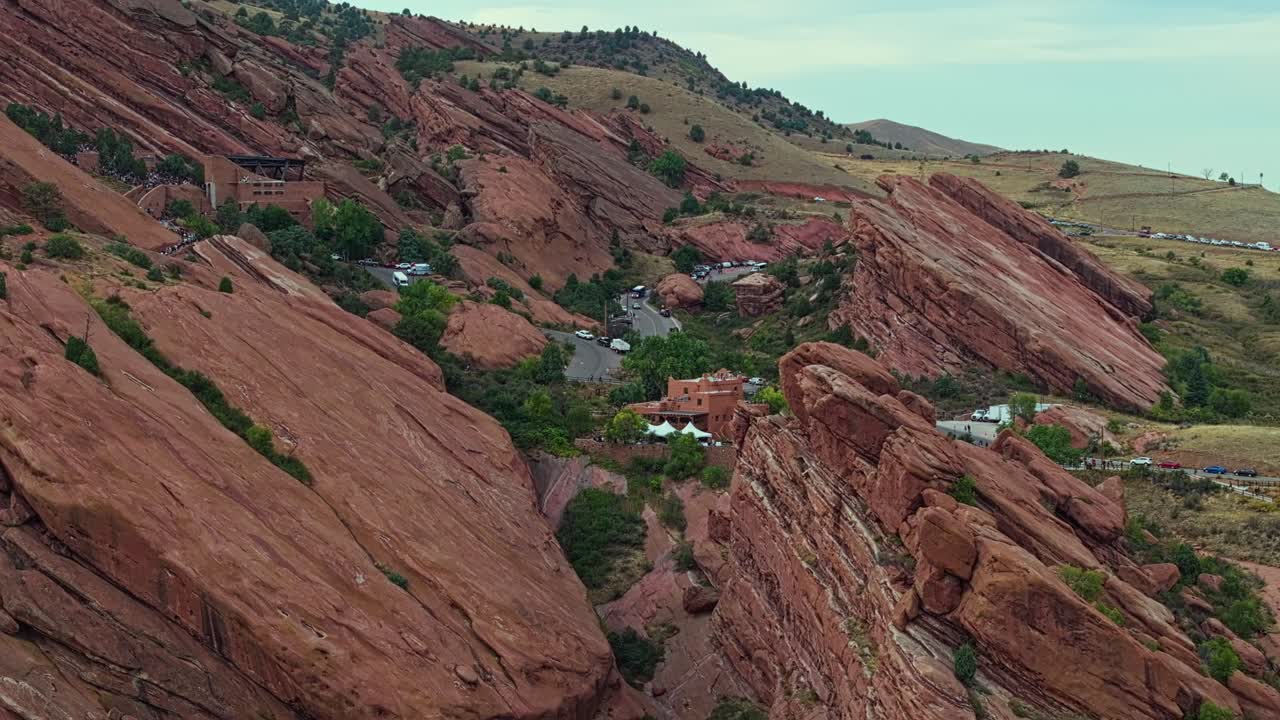 Red Rocks Amphitheatre Colorado with sweeping cliffs and amphitheatre seating nestled in canyon walls