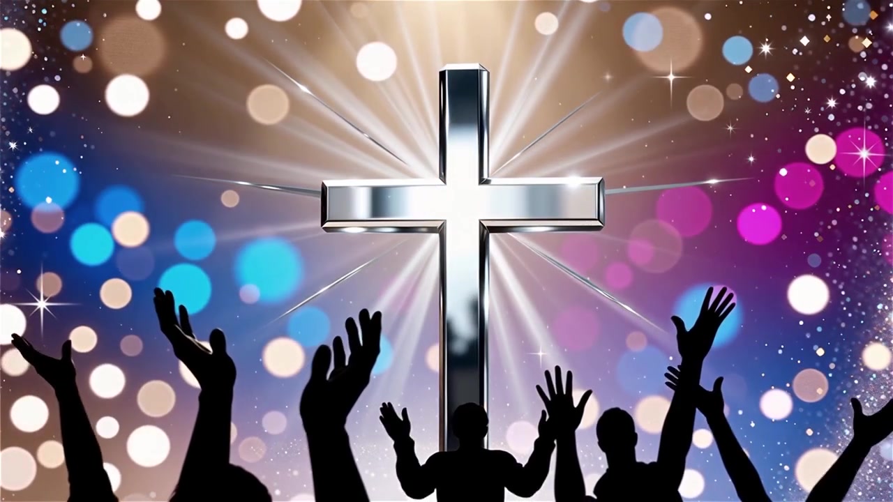 Cruz Cristiana con Luz Celestial, Fondo para Adoración.
