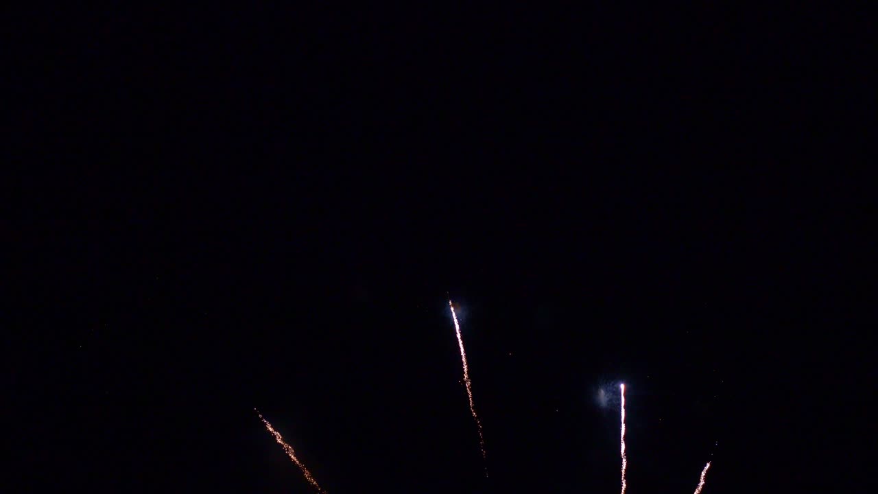 Bellissimo spettacolo pirotecnico colorato di notte per una celebrazione durante un festival.