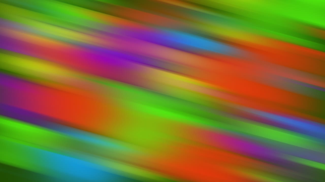 휘어진 활기찬 이리데스 그라디언트 녹색, 보라색, 빨간색, 오렌지색, 노란색, 파란색 및 분홍색의 흐릿한 색상과 복사 공간을 가진 프레임에서 그라디엔트의 부드러운 움직임으로 추상적인 선 애니메이션 개념