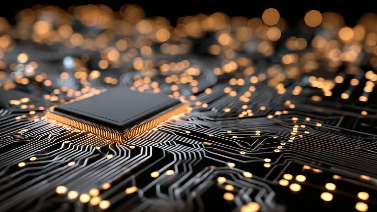 A Close-Up Look at a Microprocessor on a Circuit Board, Showcasing Intricate Wiring and Illuminated Connections That Highlight Modern Technology's Complexity