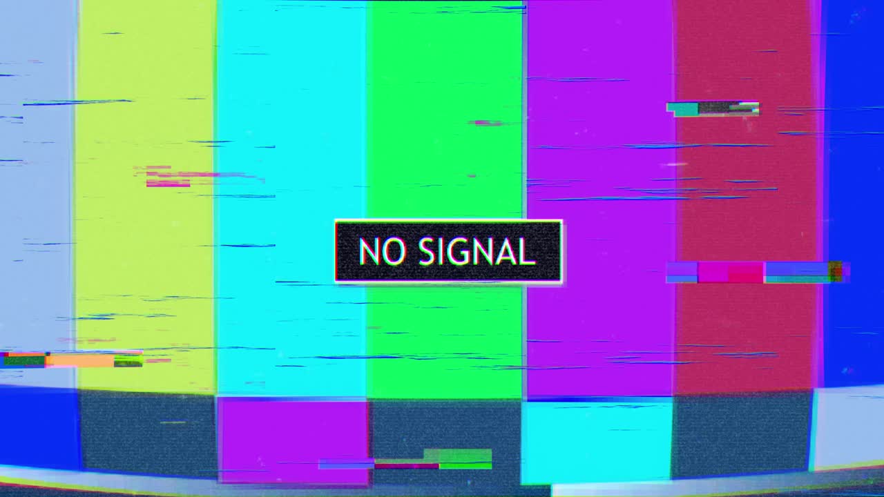 No Signal Message on Glitching Color Bars Test Pattern