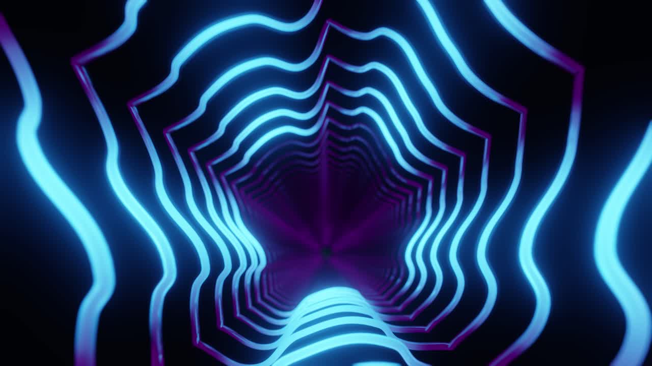 Colorful animation loop with glowing lights background 3D