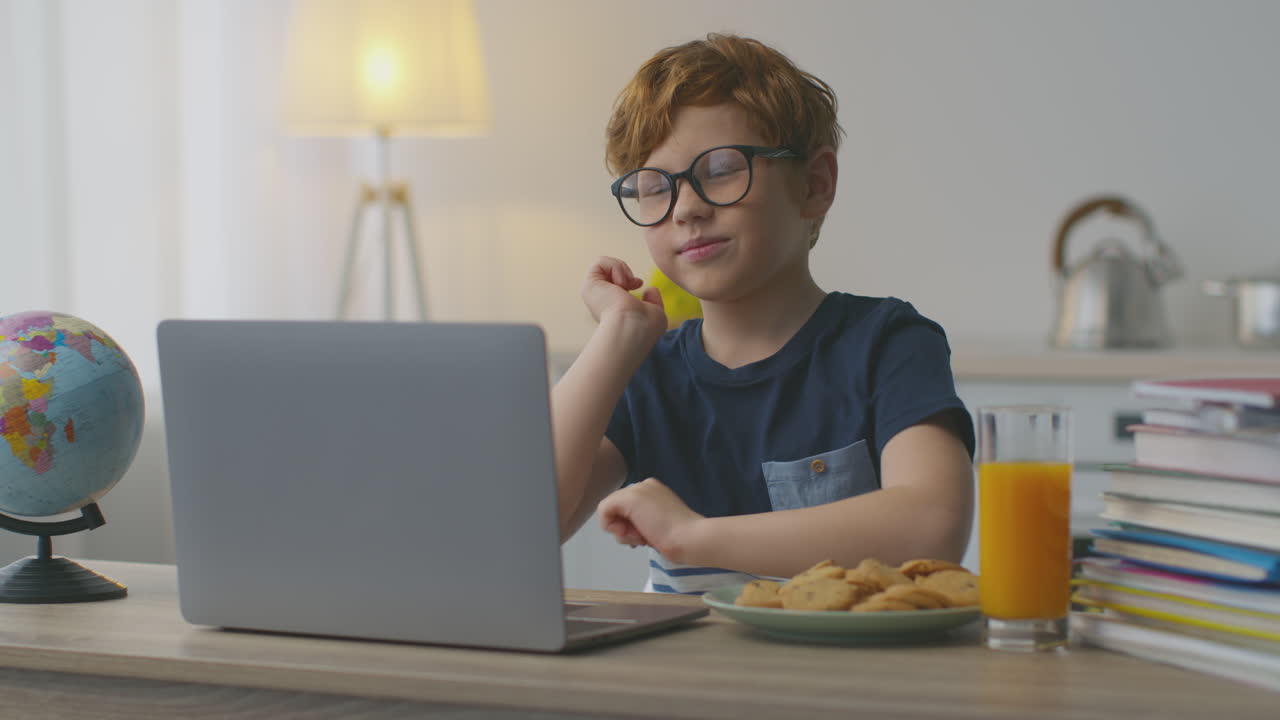 Boy Taking a Break from Online Learning