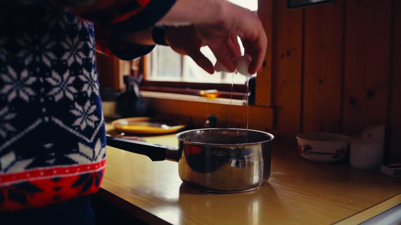 Cropped View Of A Man Cooking A Homemade Recipe In The Kitchen. Close-up Shot