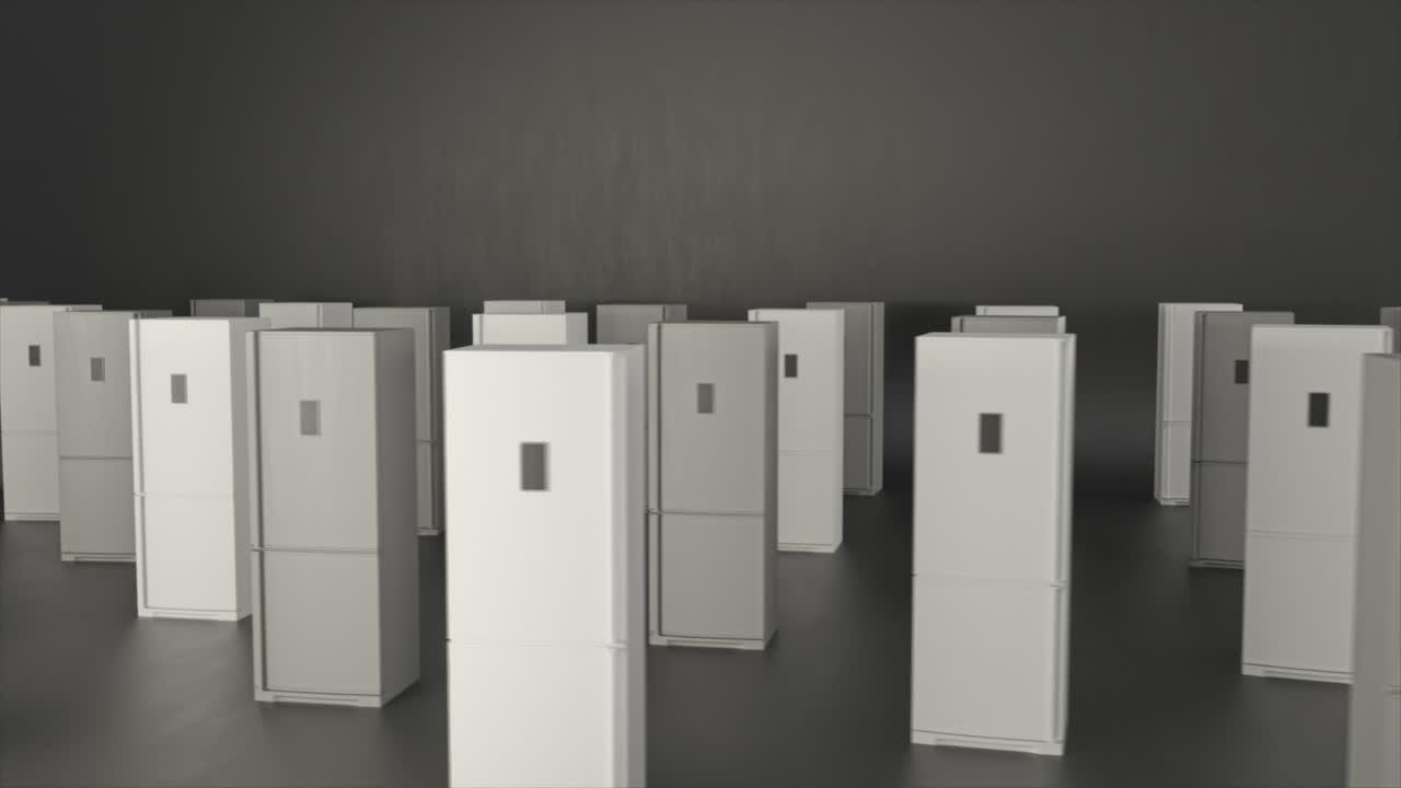 디스플레이 에 많은 냉장고