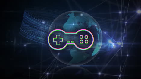 animation of gamepad icon over globe